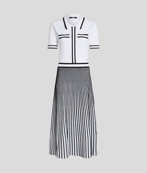 KARL ESSENTIAL PLEATED KNIT DRESS