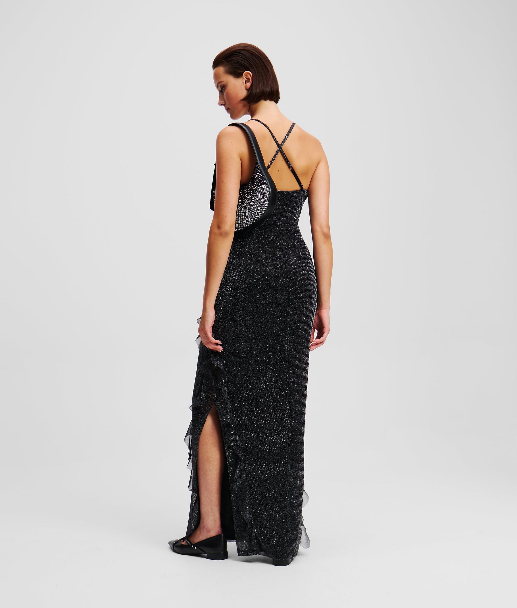 METALLIC RUFFLE DRESS