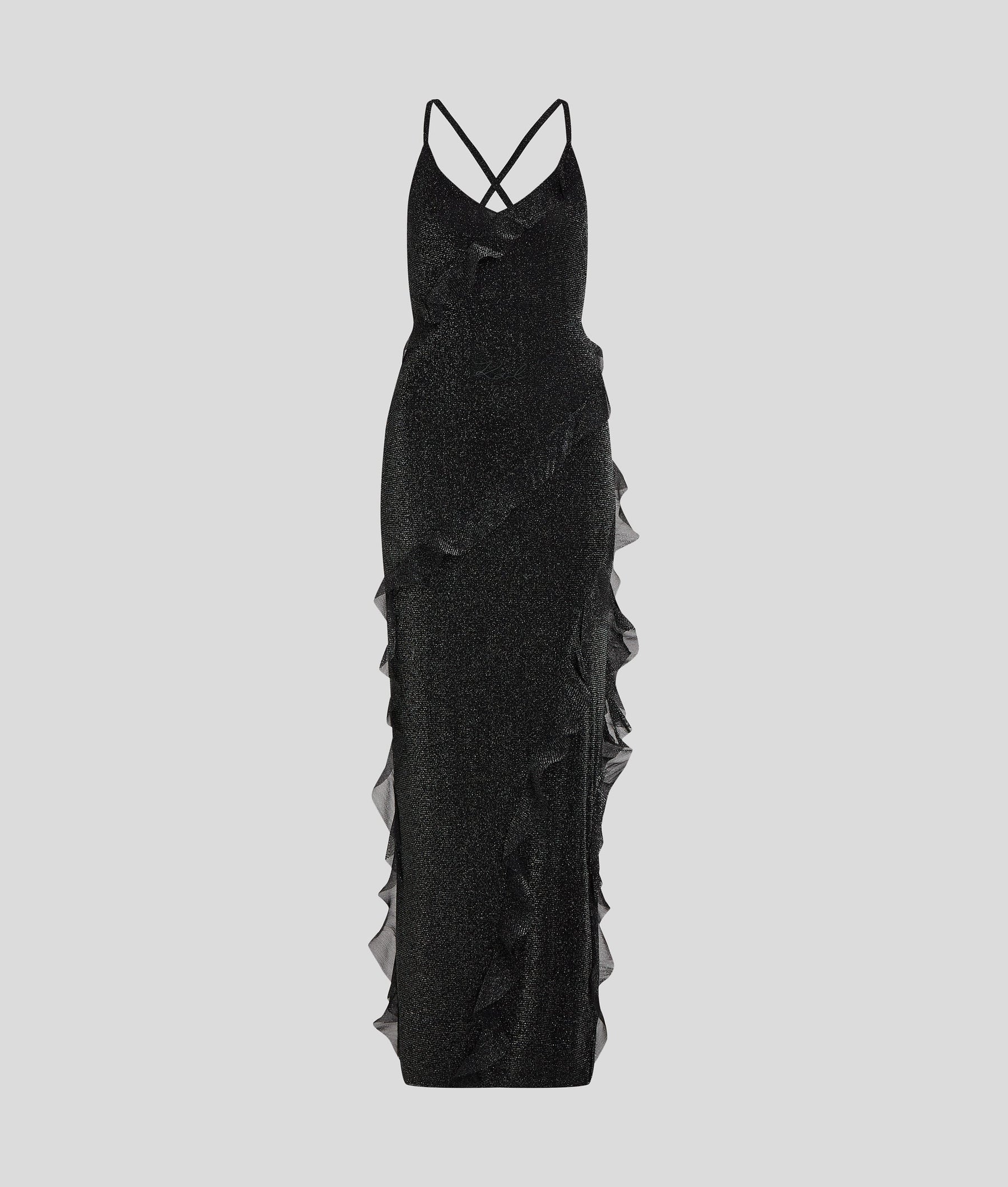 METALLIC RUFFLE DRESS