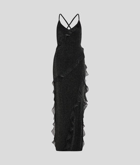 METALLIC RUFFLE DRESS