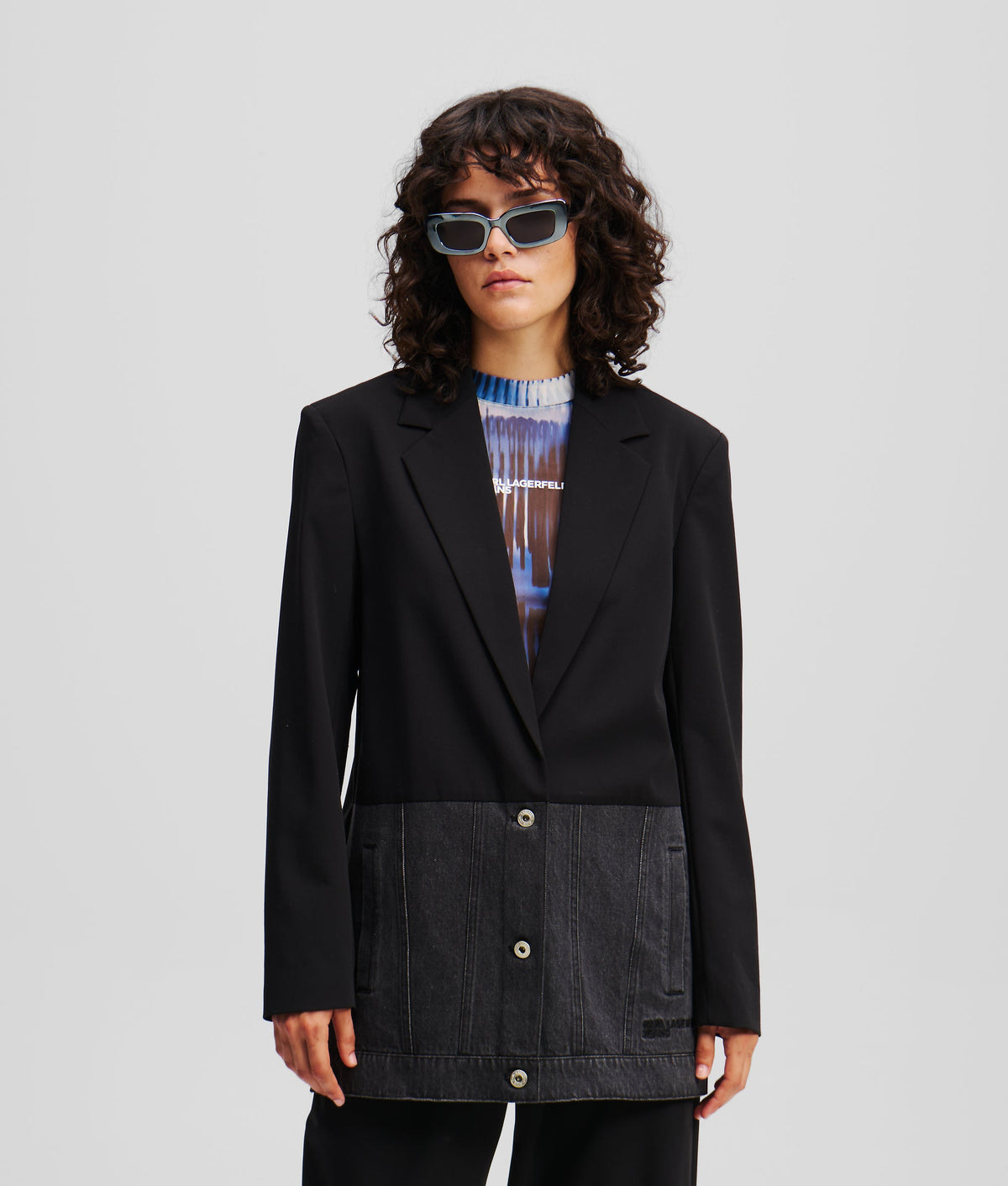 MIXED-MATERIAL BLAZER