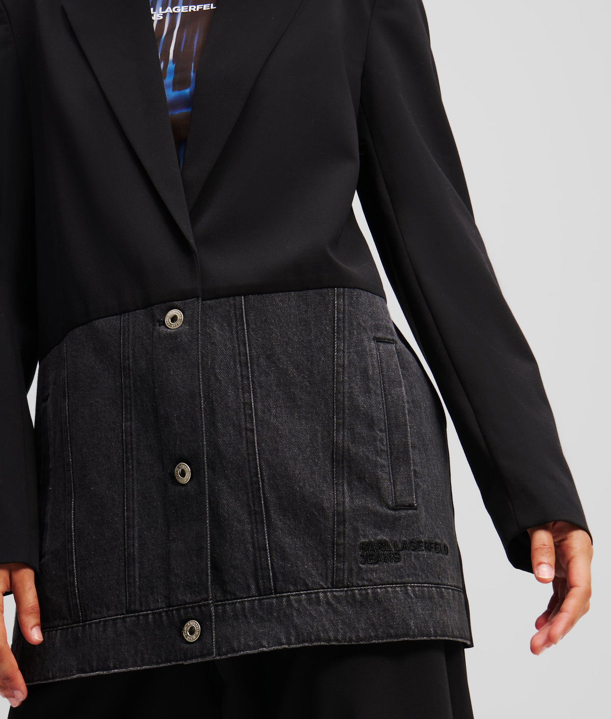 MIXED-MATERIAL BLAZER