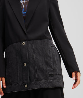 MIXED-MATERIAL BLAZER