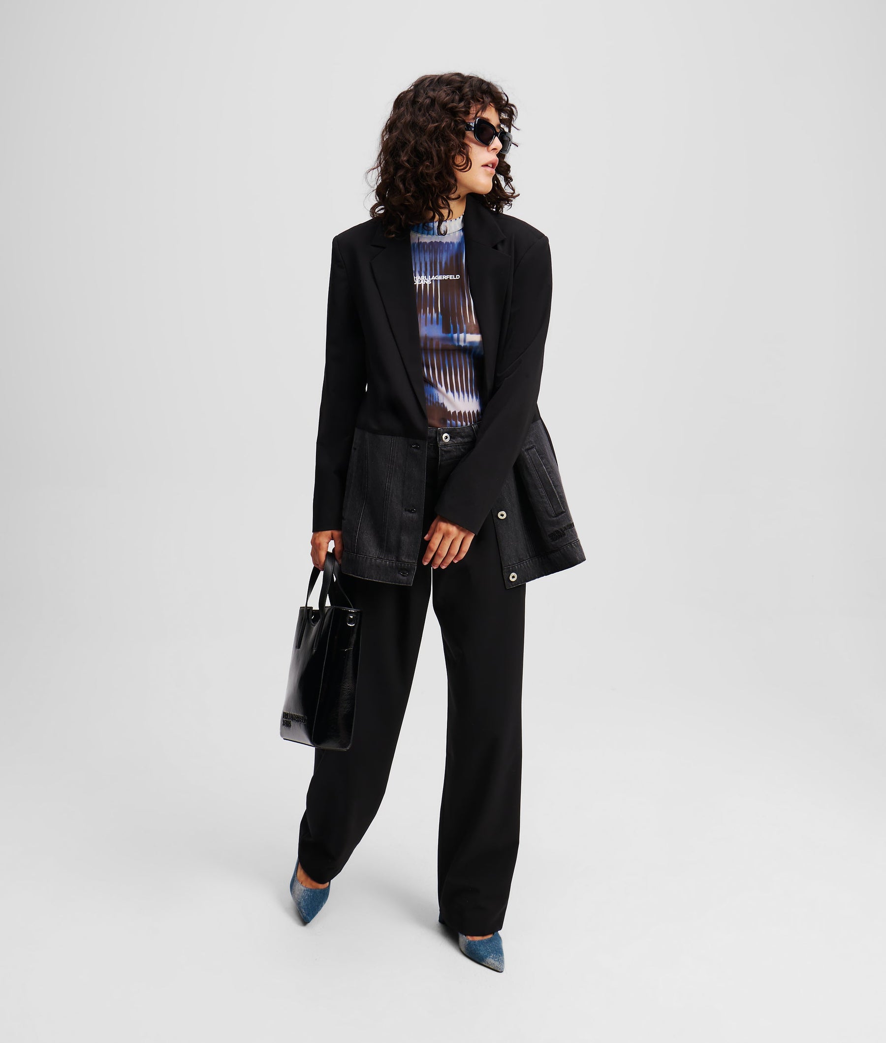 MIXED-MATERIAL BLAZER