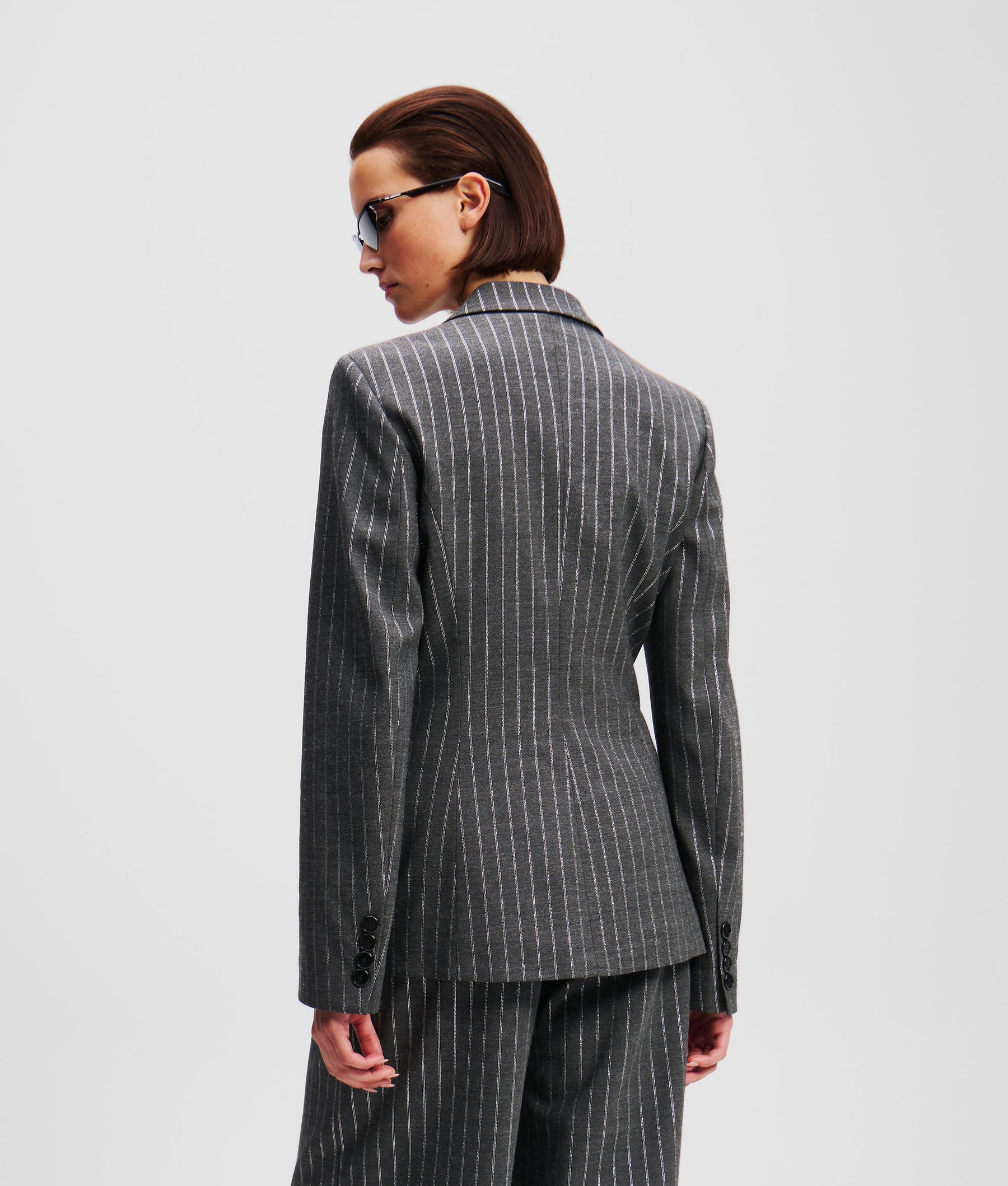 METALLIC PINSTRIPE BLAZER