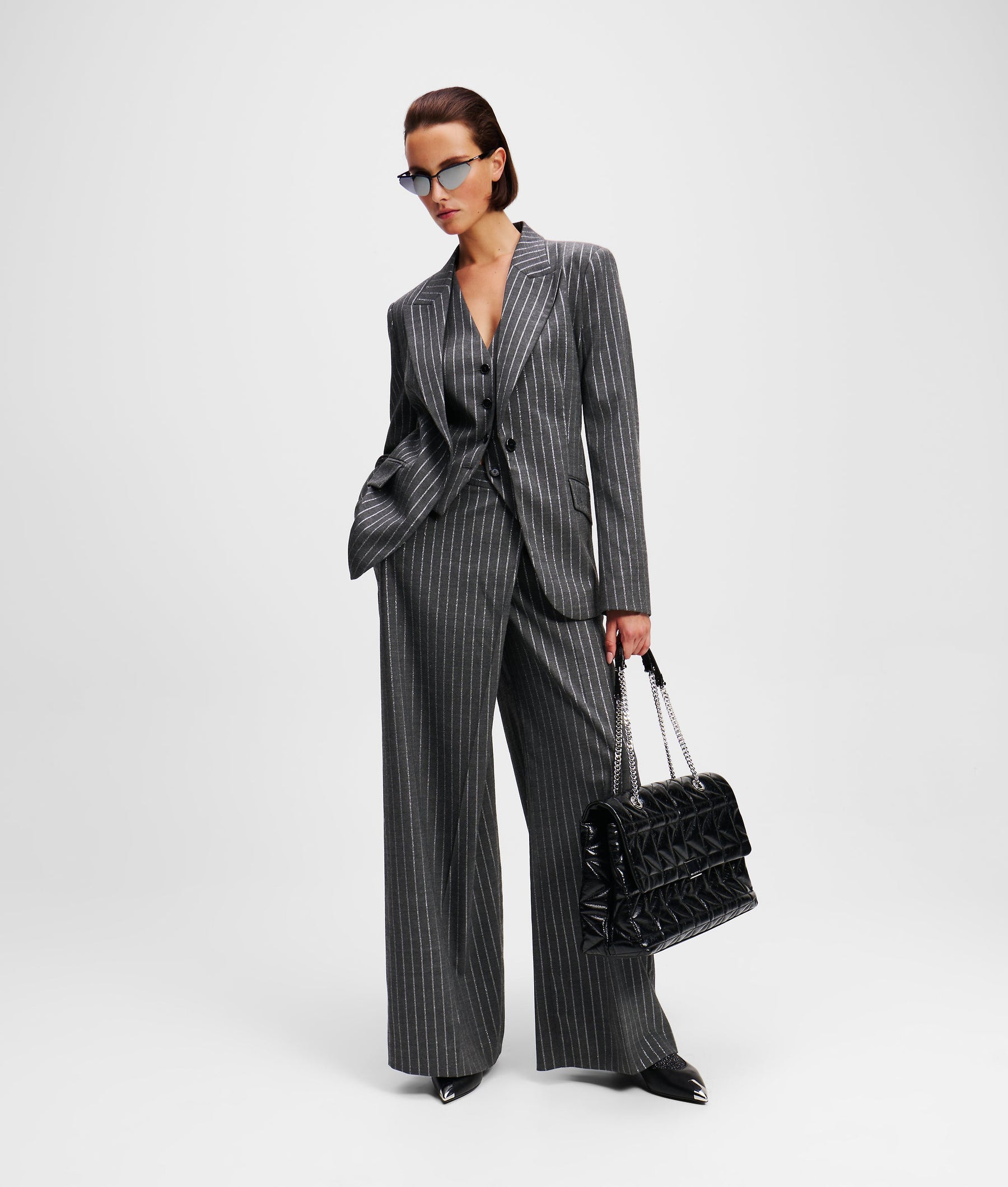 METALLIC PINSTRIPE BLAZER