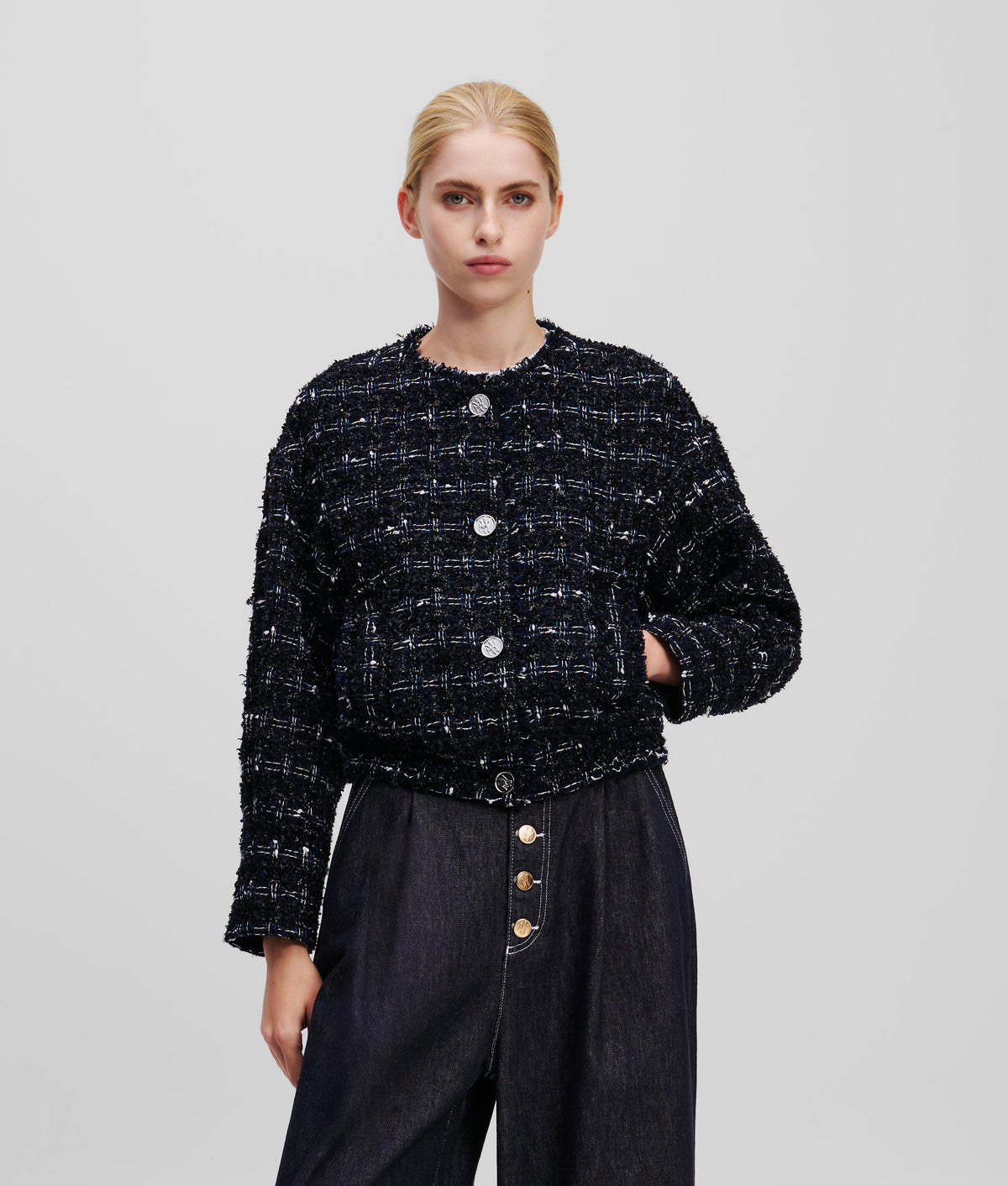 KARL ESSENTIAL BOUCLÉ BOMBER JACKET