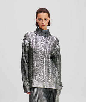 METALLIC CABLE KNIT JUMPER