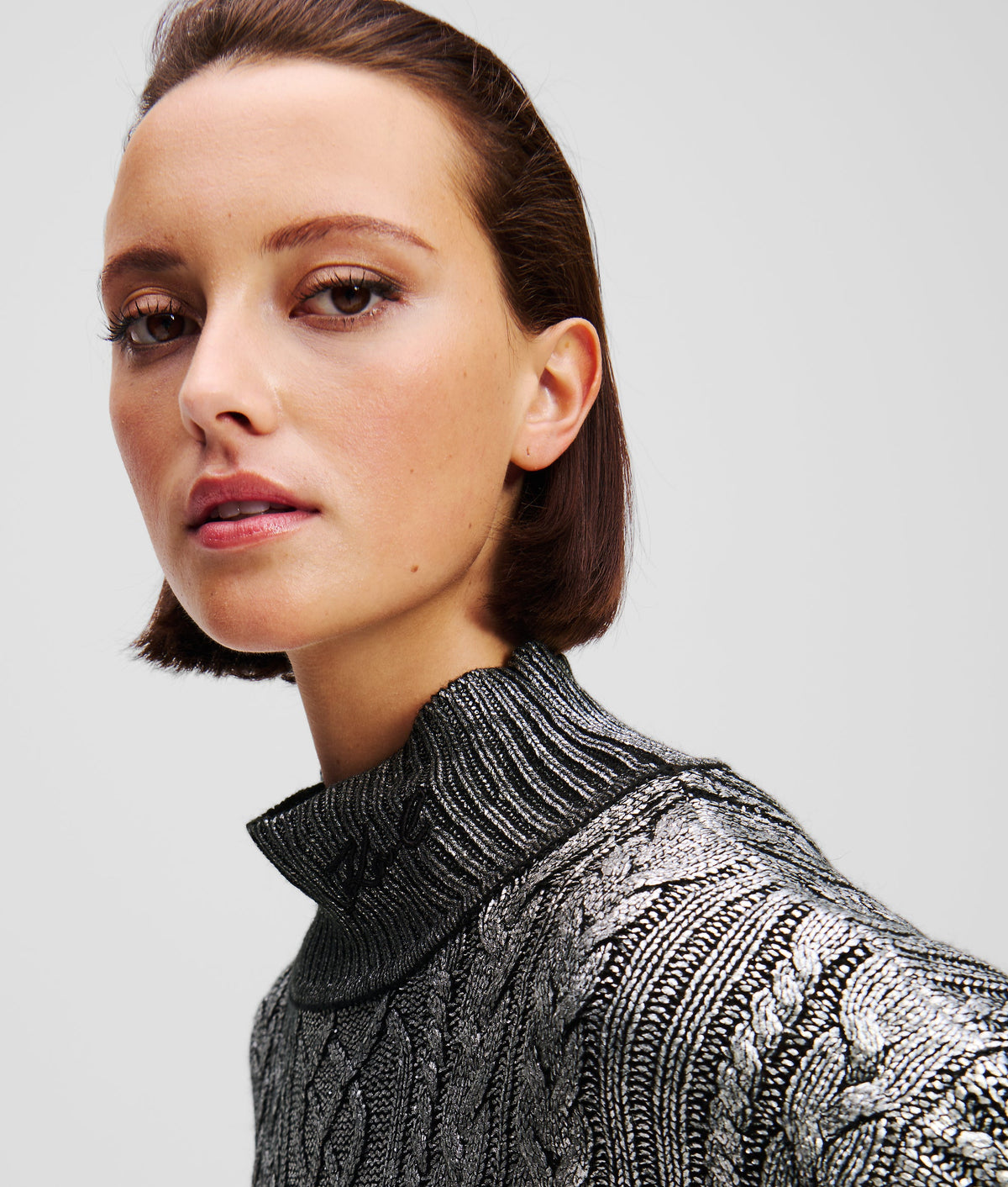 METALLIC CABLE KNIT JUMPER