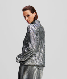 METALLIC CABLE KNIT JUMPER