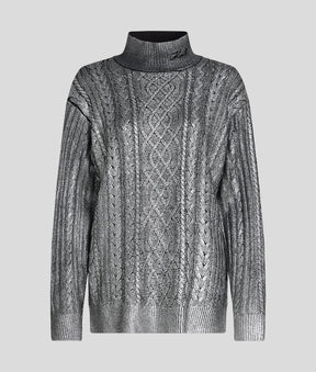 METALLIC CABLE KNIT JUMPER