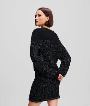 KARL ESSENTIAL BOUCLÉ KNIT CARDIGAN