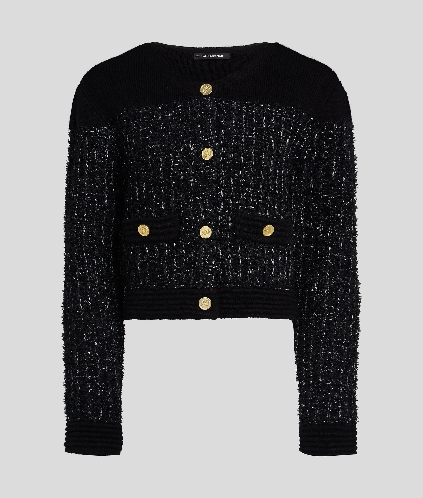KARL ESSENTIAL BOUCLÉ KNIT CARDIGAN