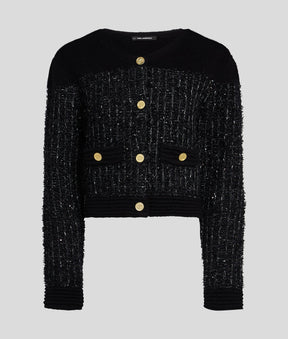 KARL ESSENTIAL BOUCLÉ KNIT CARDIGAN