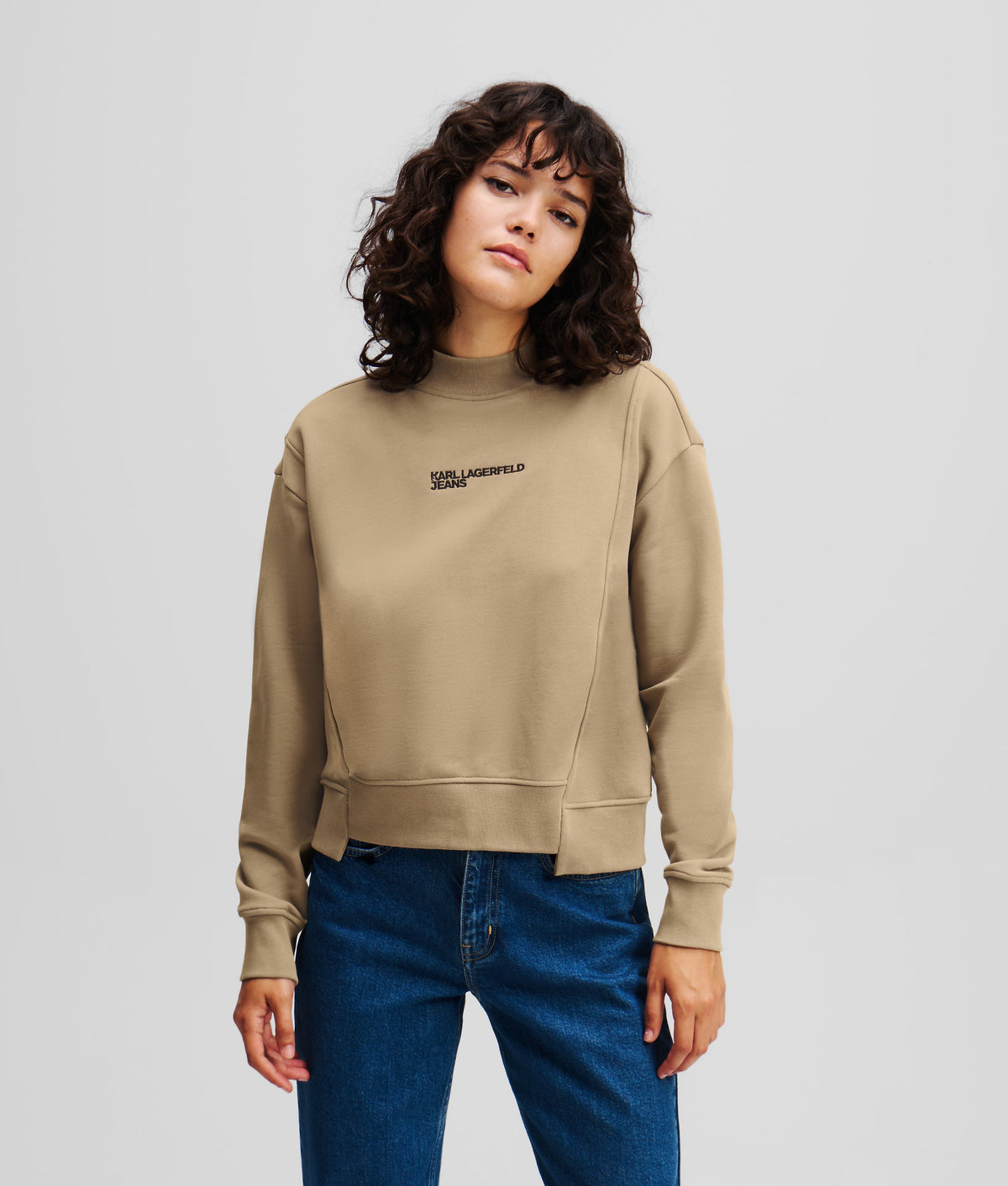 ASYMMETRIC MOCK-NECK SWEATSHIRT