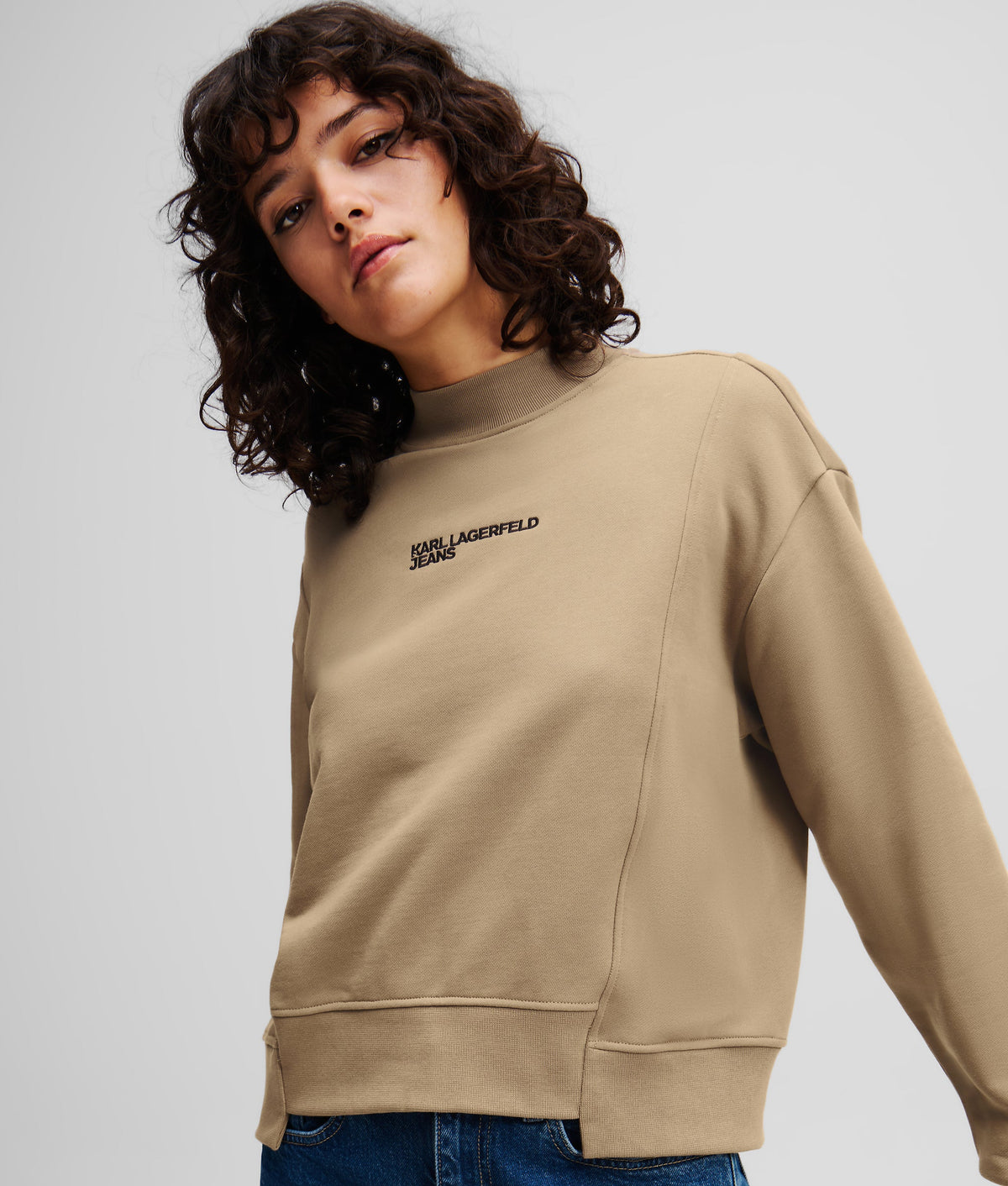 ASYMMETRIC MOCK-NECK SWEATSHIRT