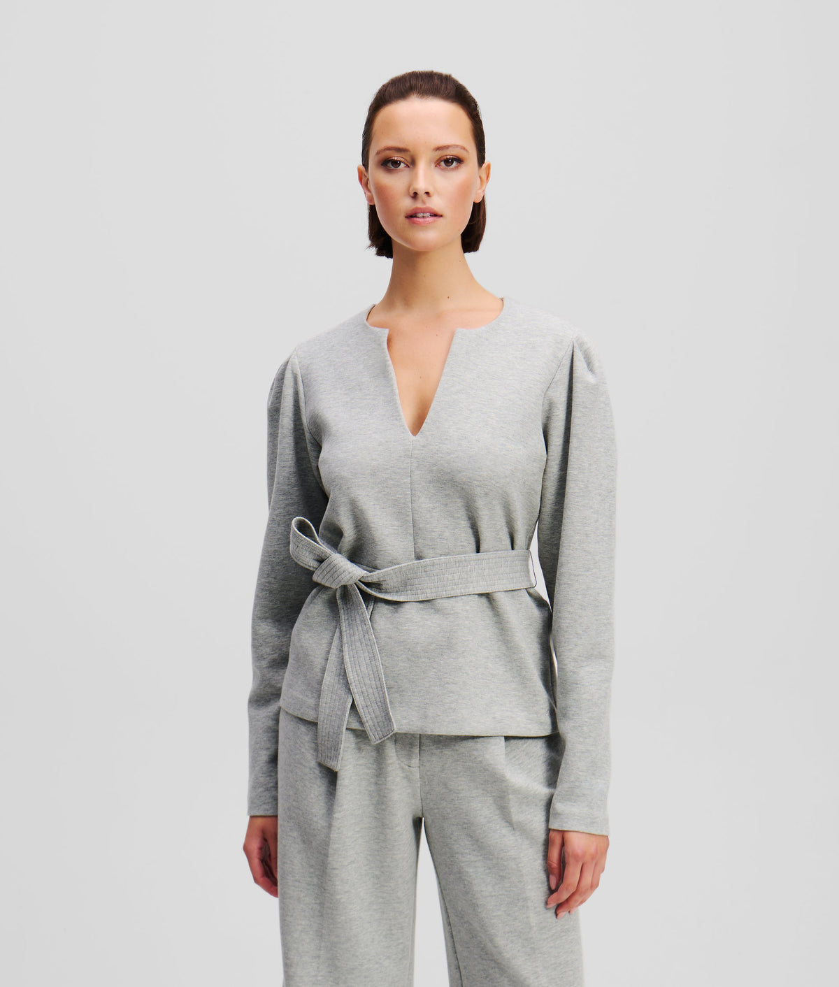 DOUBLE JERSEY V-NECK SWEATSHIRT
