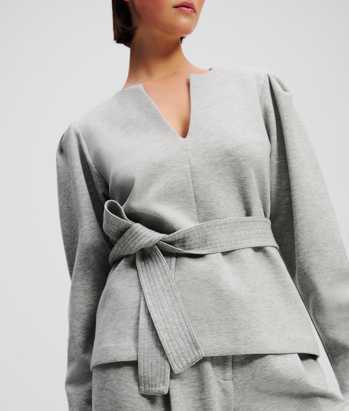 DOUBLE JERSEY V-NECK SWEATSHIRT
