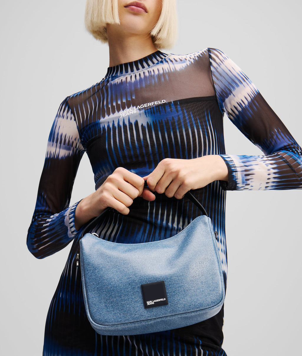 KLJ BOX LOGO COATED MINI HOBO BAG