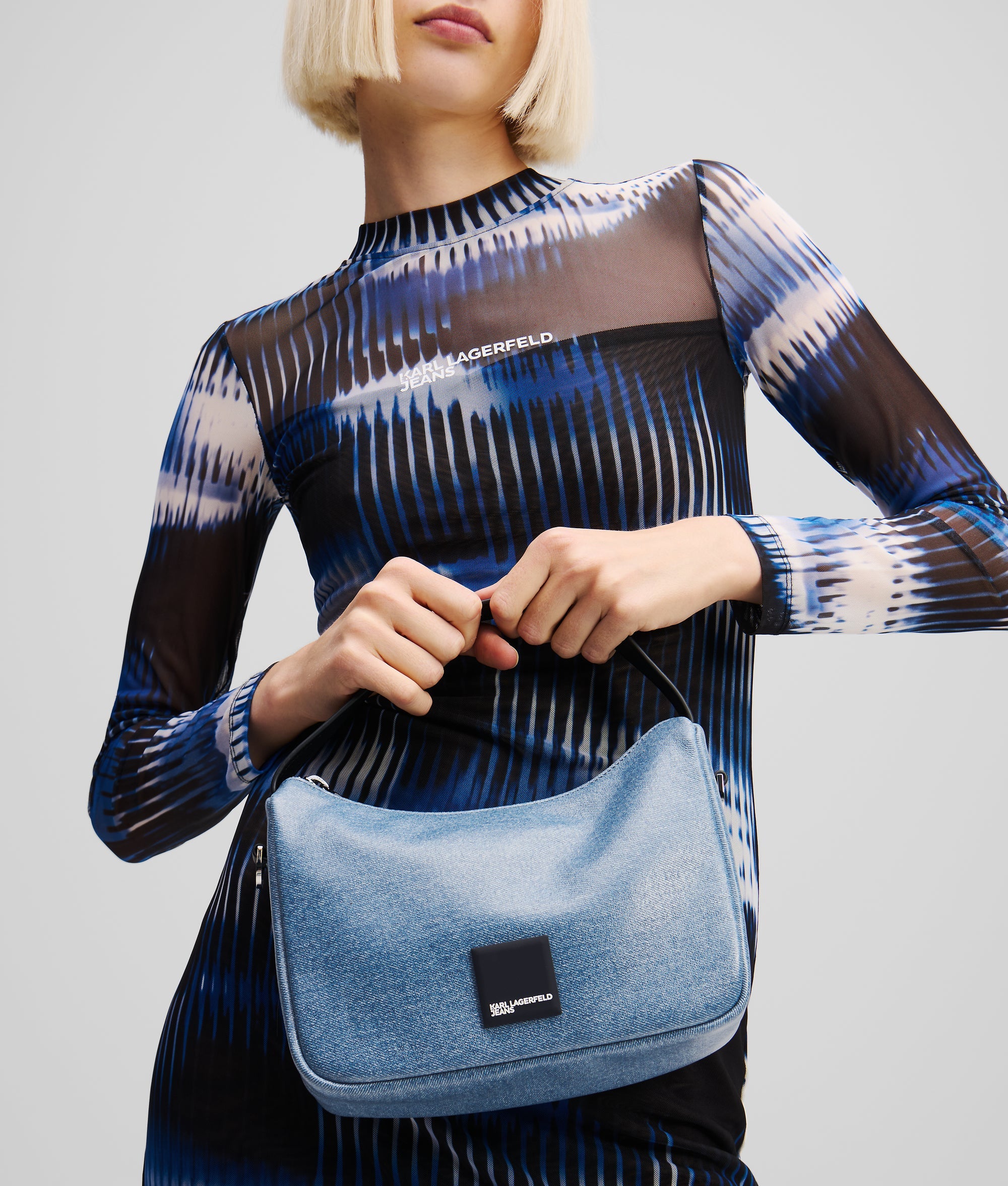 KLJ BOX LOGO COATED MINI HOBO BAG