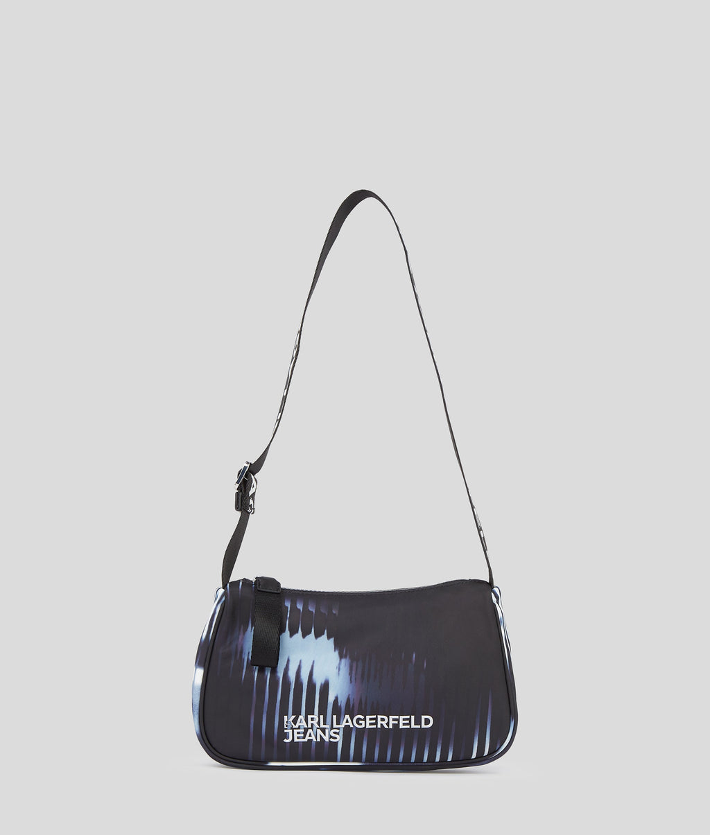 GLITCH PRINT NYLON SHOULDER BAG