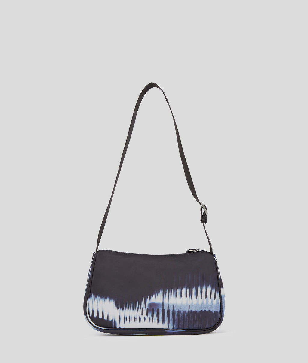 GLITCH PRINT NYLON SHOULDER BAG