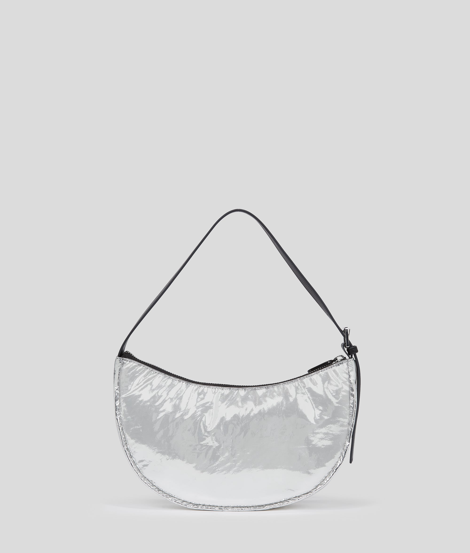KLJ BOX LOGO METALLIC HALF-MOON SHOULDER BAG