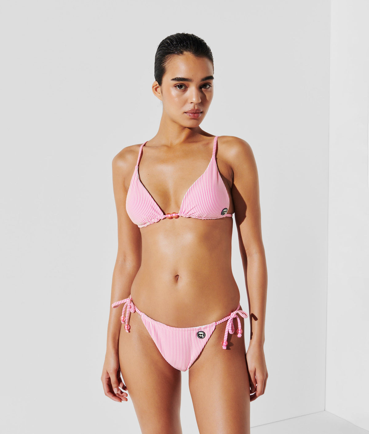 IKON STRIPED TRIANGLE BIKINI TOP