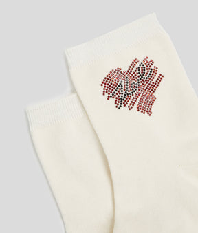 K/HEART RHINESTONE SOCKS – 2-PACK