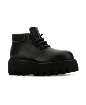 Black Leather Lace-Up Shoes
