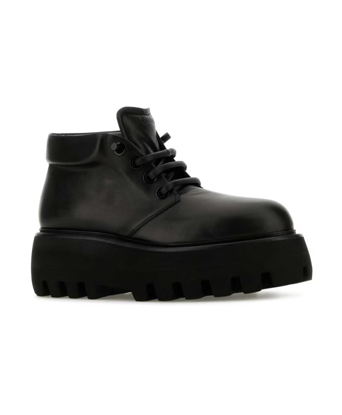 Black Leather Lace-Up Shoes