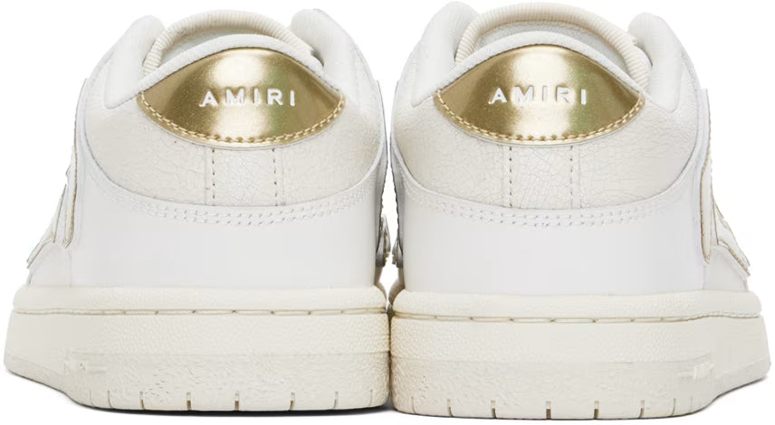 AMIRI White & Gold Metallic Skel Top Low Sneakers