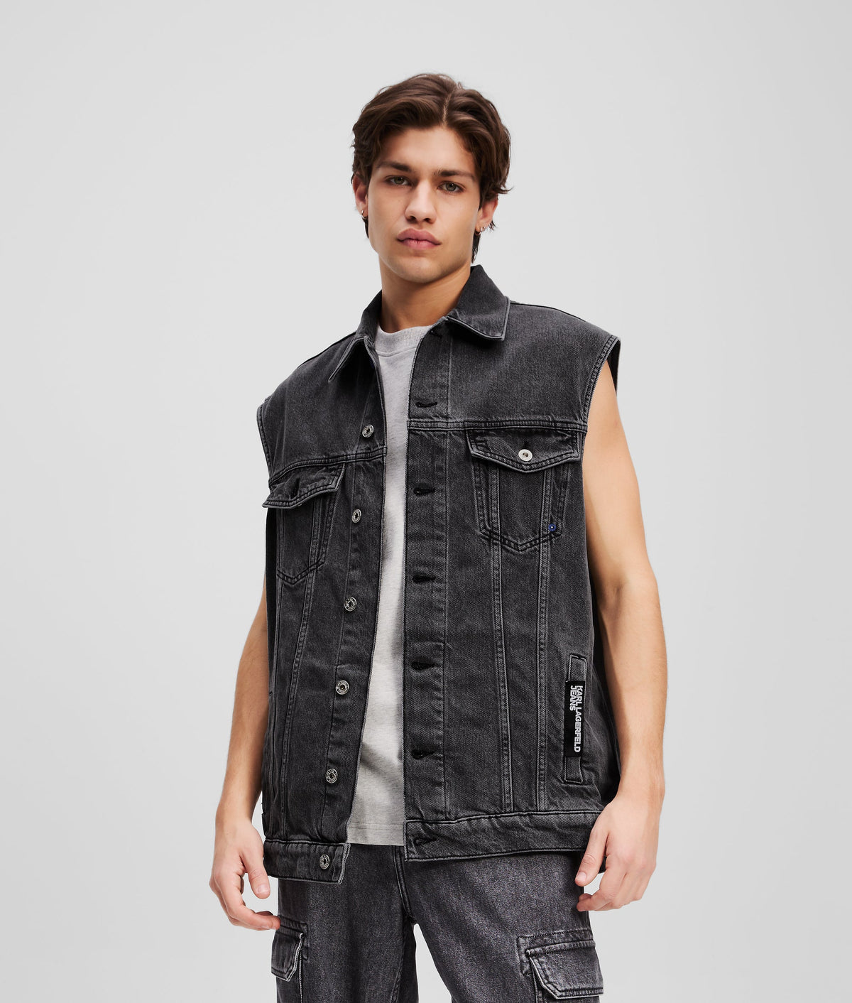 KARL PRINT DENIM GILET