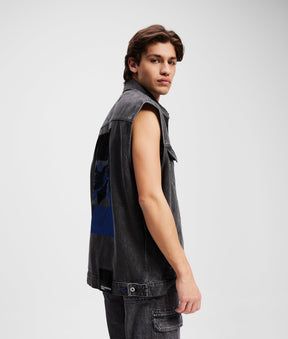 KARL PRINT DENIM GILET