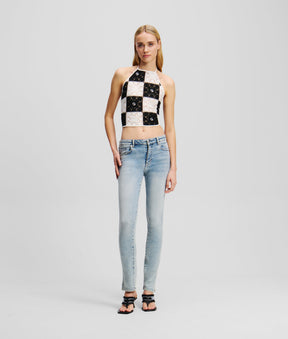 HIGH-RISE SPLIT-HEM SKINNY JEANS