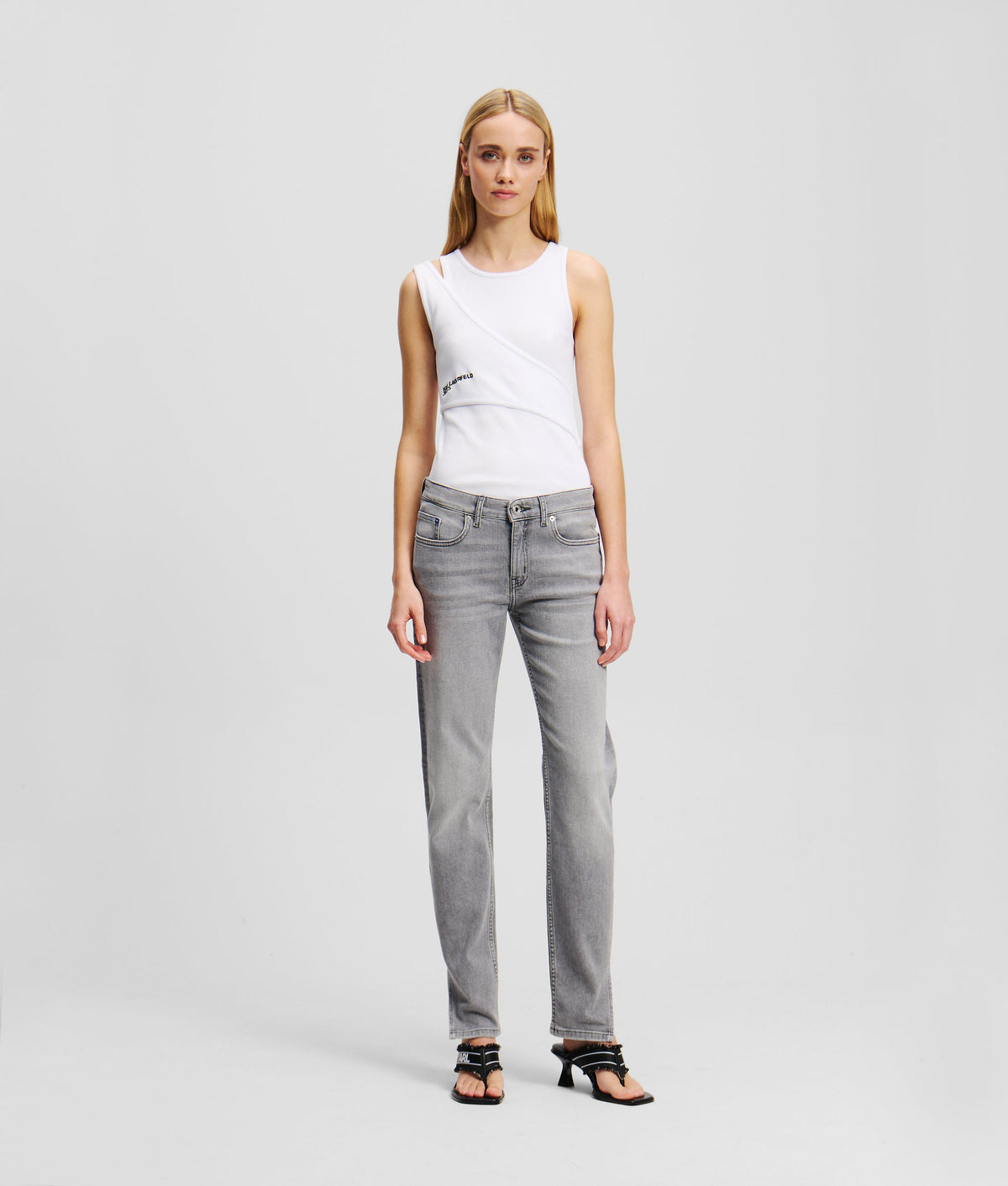 MID-RISE SPLIT-HEM SLIM JEANS