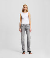 MID-RISE SPLIT-HEM SLIM JEANS