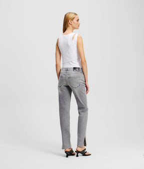 MID-RISE SPLIT-HEM SLIM JEANS