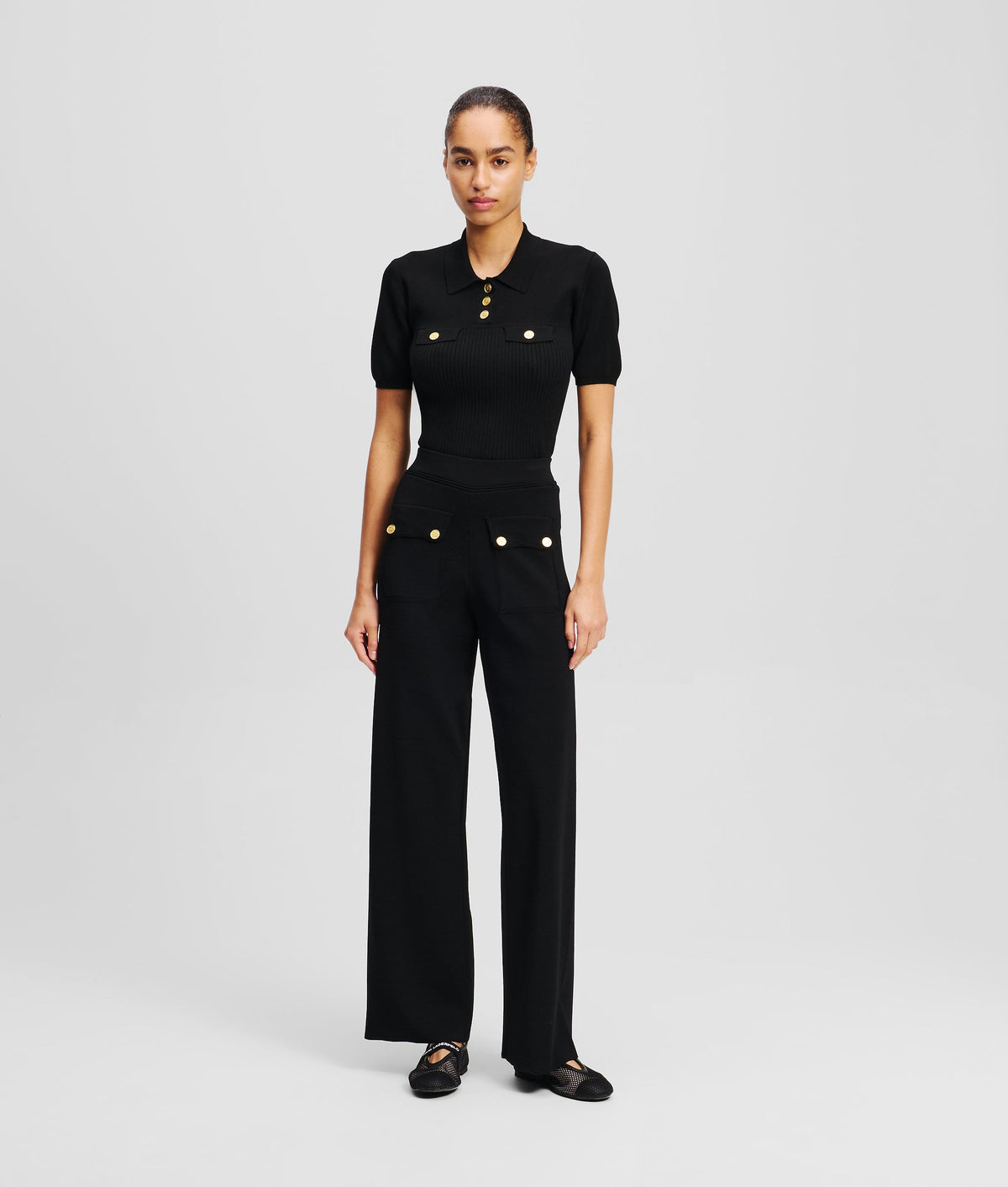 BUTTON-DETAIL TROUSERS