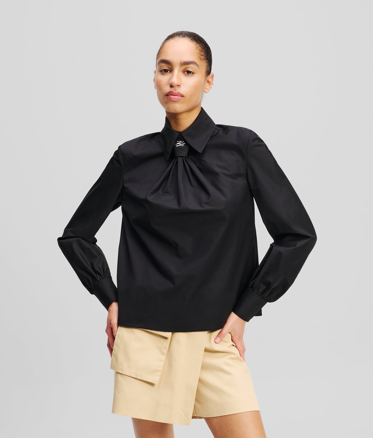 KARL ESSENTIAL TIE-DETAIL SHIRT