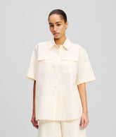 LINEN-BLEND BLOUSE