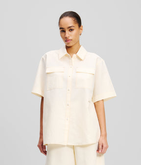 LINEN-BLEND BLOUSE