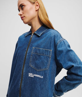 ZIP-FRONT DENIM SHIRT