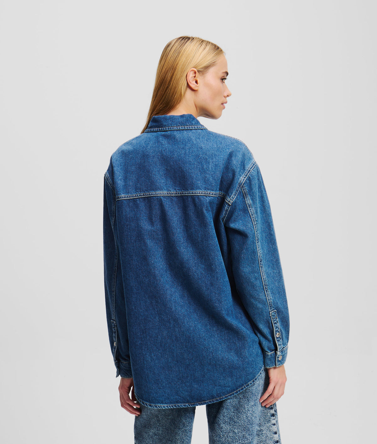 ZIP-FRONT DENIM SHIRT