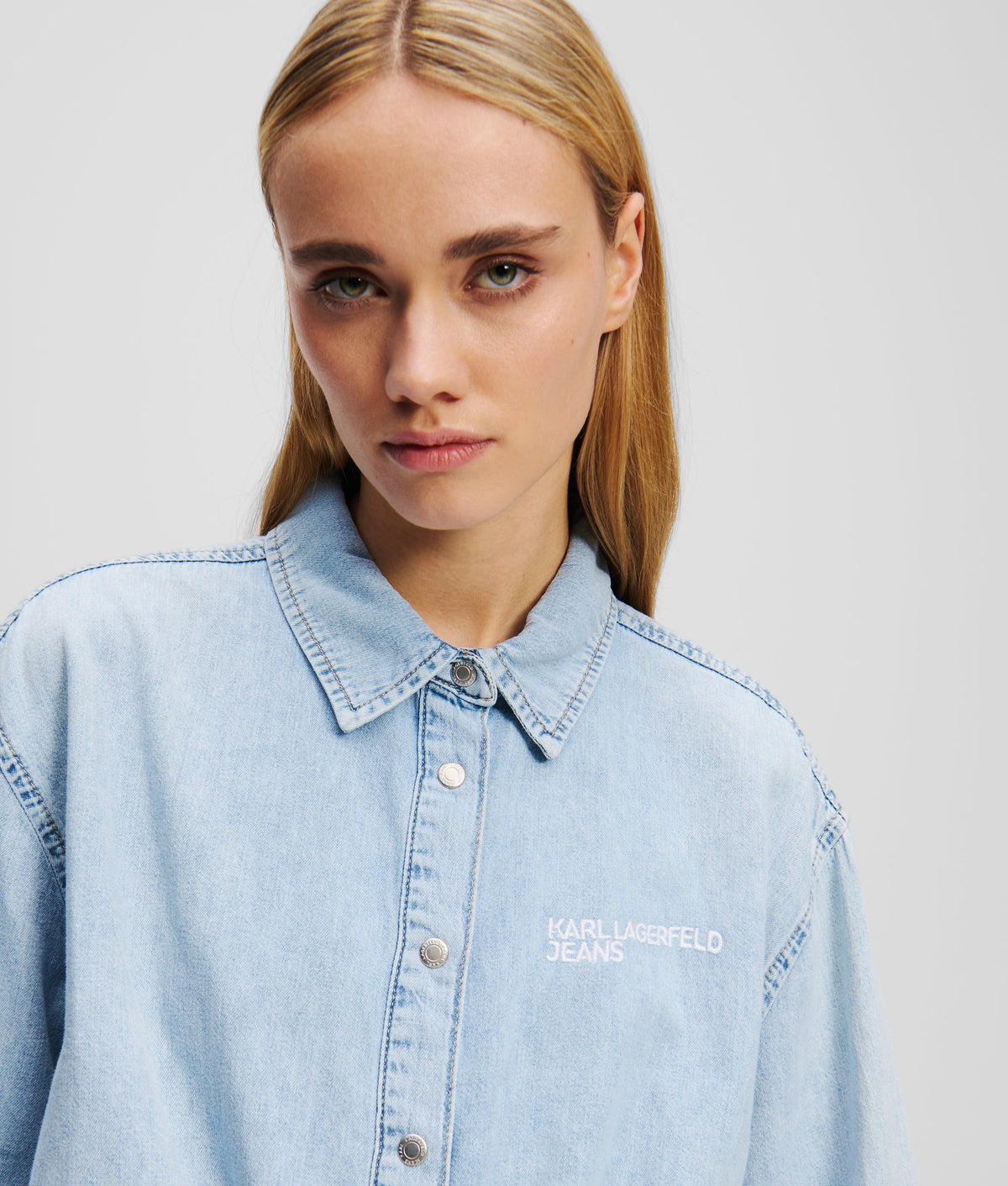 TIE-FRONT DENIM SHIRT
