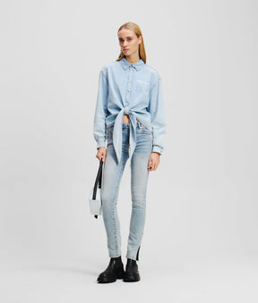 TIE-FRONT DENIM SHIRT