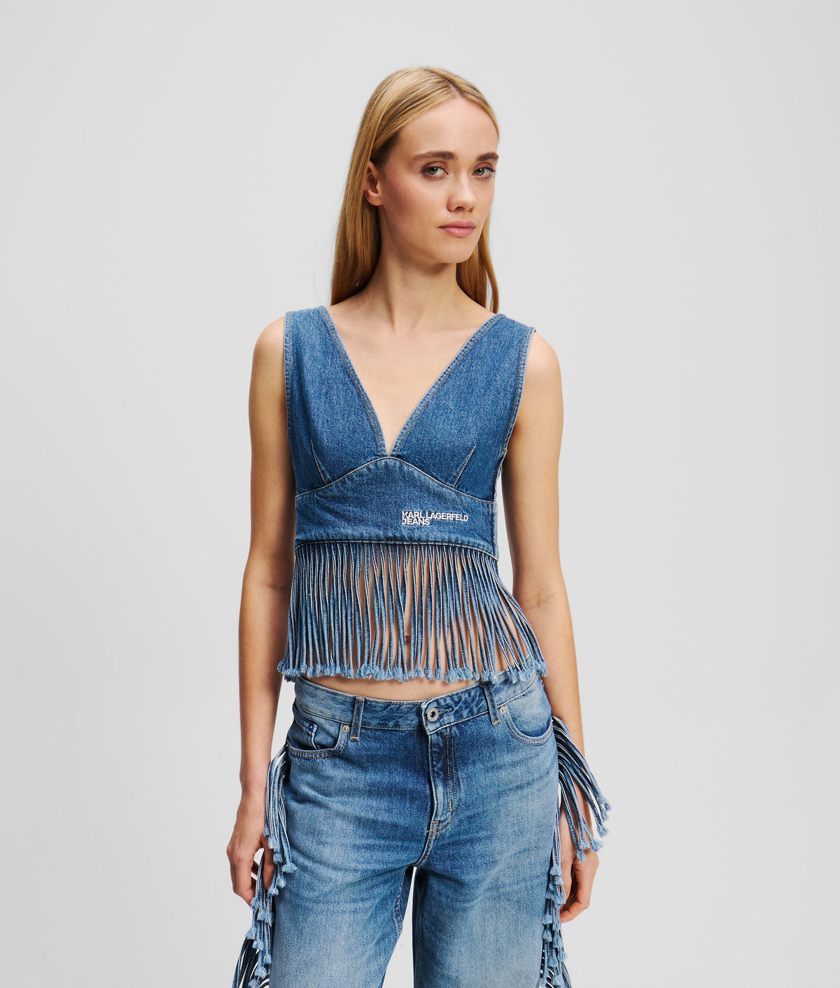 FRINGED DENIM TOP