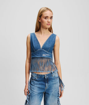 FRINGED DENIM TOP
