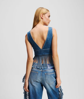 FRINGED DENIM TOP