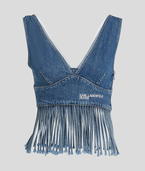 FRINGED DENIM TOP